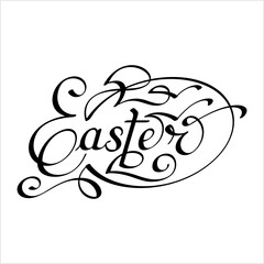 Easter Hand Drawn Pen Ink Style, Easter Word Handwritten