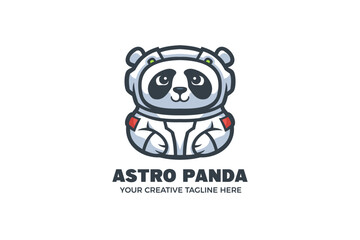 Cute Panda Astronaut Mascot Character Logo Template