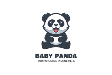 Cute Baby Panda Mascot Character Logo Template