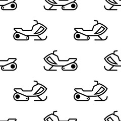 Snowmobile Icon Seamless Pattern, Snow Scooter Motorized Vehicle
