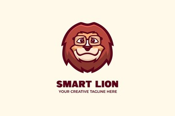 Lion Wear Glasses Mascot Character Logo Template