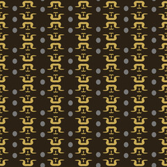 Tiled background pattern with decorative ornaments on a black background, wallpaper. Seamless pattern, texture