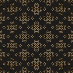 Dark background pattern with dark brown decorative elements on a black background, wallpaper. Seamless pattern, texture