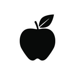 Apple icon, black silhouette of fresh natural fruit. Vector illustration.