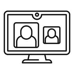 Fototapeta premium Family video call icon, outline style
