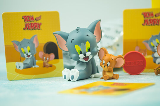 Samut Prakan, Thailand - June 5, 2020 : Cute doll of TOM and JERRY from Miniso shop.