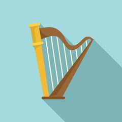 Harp art icon, flat style