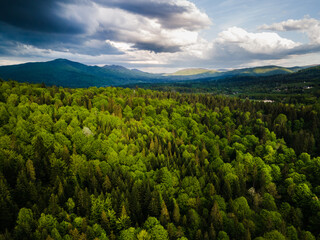 Obraz premium Drone View at Bieszczady Mountains Landscape