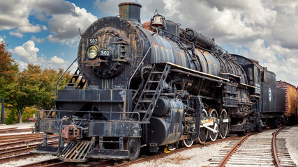 Fototapeta na wymiar old steam locomotive train engine