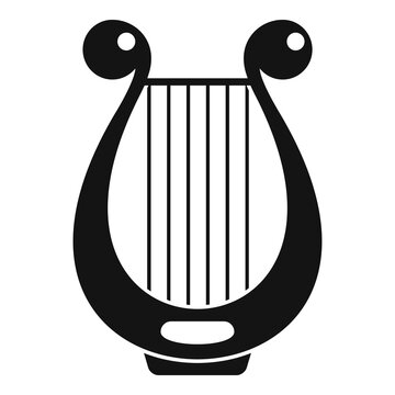 Harp music icon, simple style