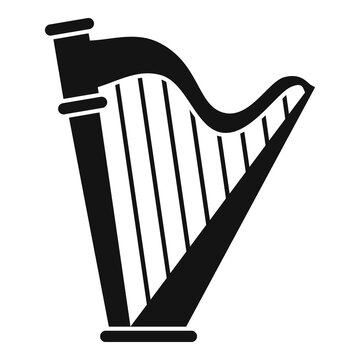 Harp art icon, simple style
