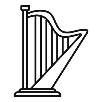 Harp concert icon, outline style