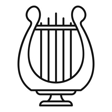 Harp lyre icon, outline style