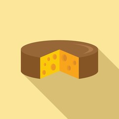 Cheese wheel icon, flat style
