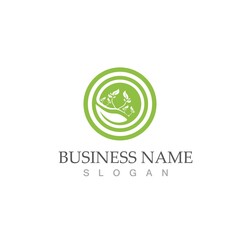 Logos of green Tree leaf ecology