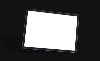 3D tablet with empty screen isolated digital black