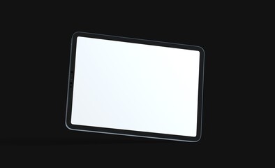 3D tablet with empty screen isolated digital black