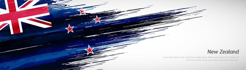 Abstract happy waitangi day of New Zealand with creative watercolor national brush flag background