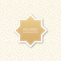 Islamic Background Card White Golden Elegant Ornament Pattern