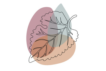 Abstract line leaves in lines and arts background Minimal and natural wall art. line art drawing with abstract shape. different shapes for wall decoration, postcard or brochure cover design