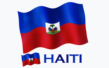 Fototapeta premium Haitian flag illustration with Haiti text and white space