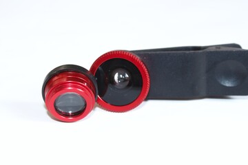 Phone lenses isolated on white background.