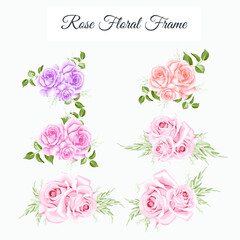 Watercolor rose frame