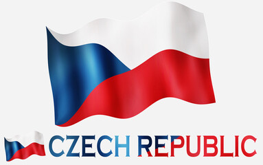 Czech Republic flag illustration with Czech Republic text and white space