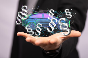 Car law concept. Safety of auto. Car