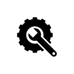 Settings icon, gear logo isolated on white background