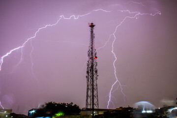 lightning over the city