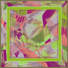 Square abstract background. Scarf design. Pareo design.