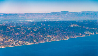 Fototapeta na wymiar Aerial view from window of airplane in California, U.S.A.