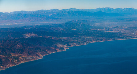 Fototapeta na wymiar Aerial view from window of airplane in California, U.S.A.