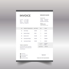 Black and white business invoice template
