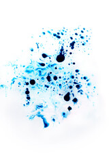 Abstract colorful blue oil ink on paper close-up background texture