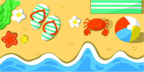 Relaxing Summer Beach Vacation Banner Doodle Illustration