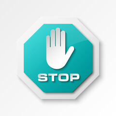 STOP palm icon, No entry icon, road sign, danger badge