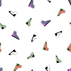Seamless pattern with multicolored shoes