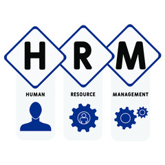 HRM - Human Resource Management  acronym. business concept background.  vector illustration concept with keywords and icons. lettering illustration with icons for web banner, flyer, landing pag