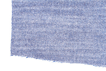 Piece of blue jeans fabric