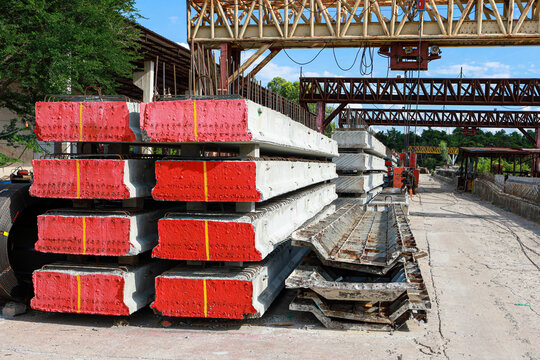 Precast Concrete Piles In Constuction Site