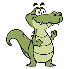 Funny Alligator cartoon character standing and greeting, suitable for mascot and sticker with wildlife themes for kids
