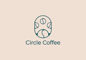 coffee bean modern icon logo vector, circle coffee logo