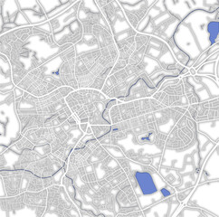 map of roads in city of Blackburn in England