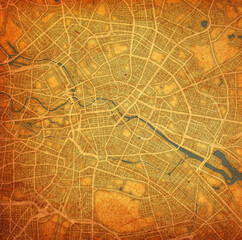 map of roads in city of Berlin in Germany
