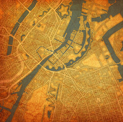 Fototapeta na wymiar map of roads in city of Copenhagen in Denmark