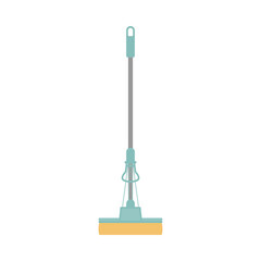Squeeze mop icon. Cleaning service concept. Stock vector illustration isolated on white background. Can be used as a symbol or sign. Flat cleaning item, mop with fiber sponge for cleaning and mopping.