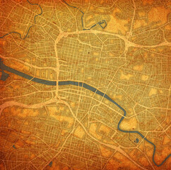 map of roads in city of Glasgow in Scotland