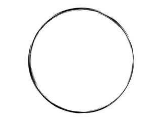 Grunge circle made of black paint using art brush isolated on the white background.Grunge oval shape made for your project.